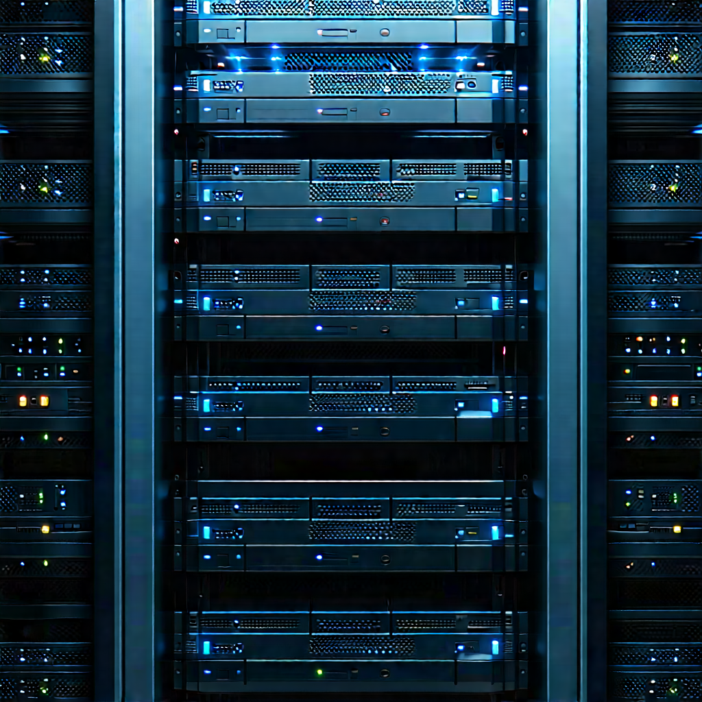 Server rack with (digital:1.3) particles