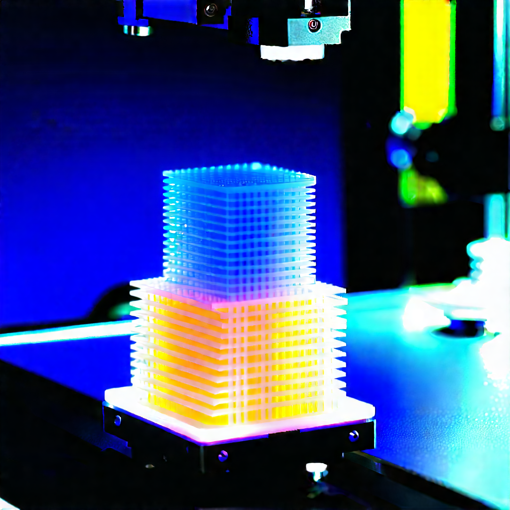 3d Printer With Blue Light (glow:1.33) With Three-dimensional Object