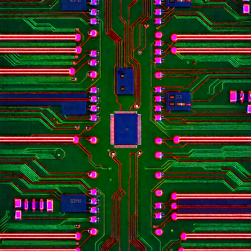 Circuit board with neon accents