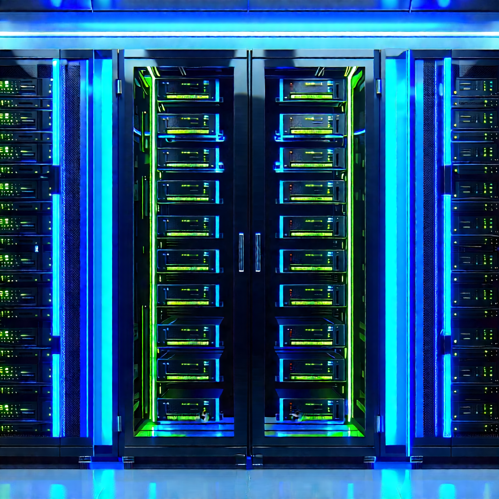 Server Rack With Neon Accents With Image, There