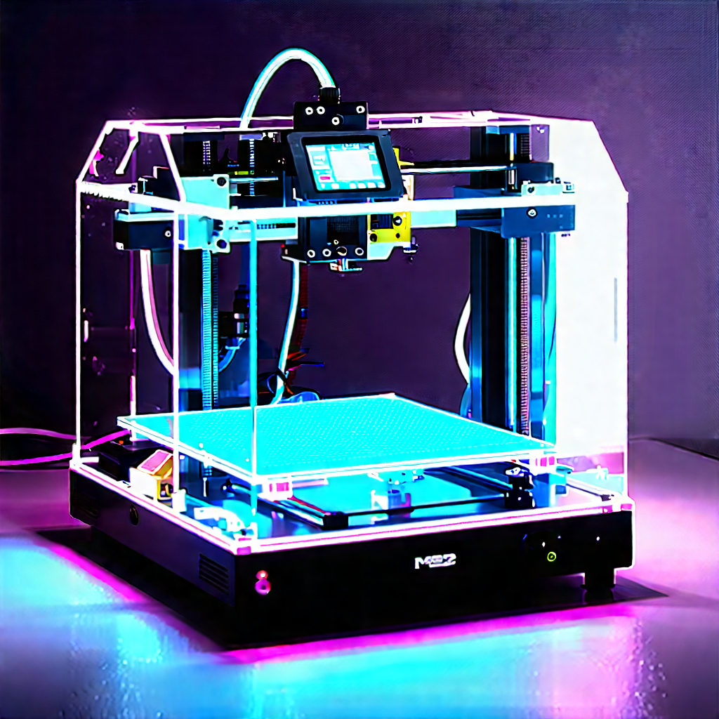 3d printer with neon accents