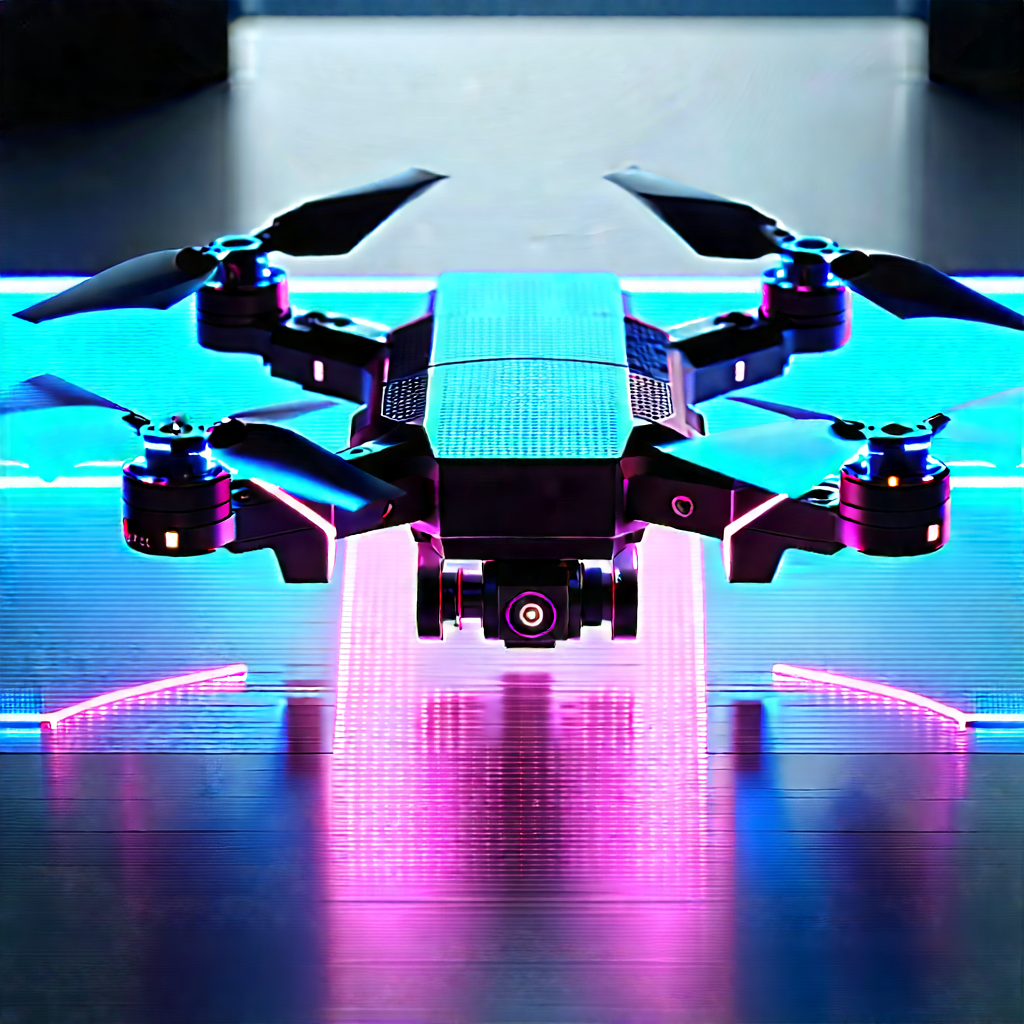 Drone With Holographic Display With Black Purple