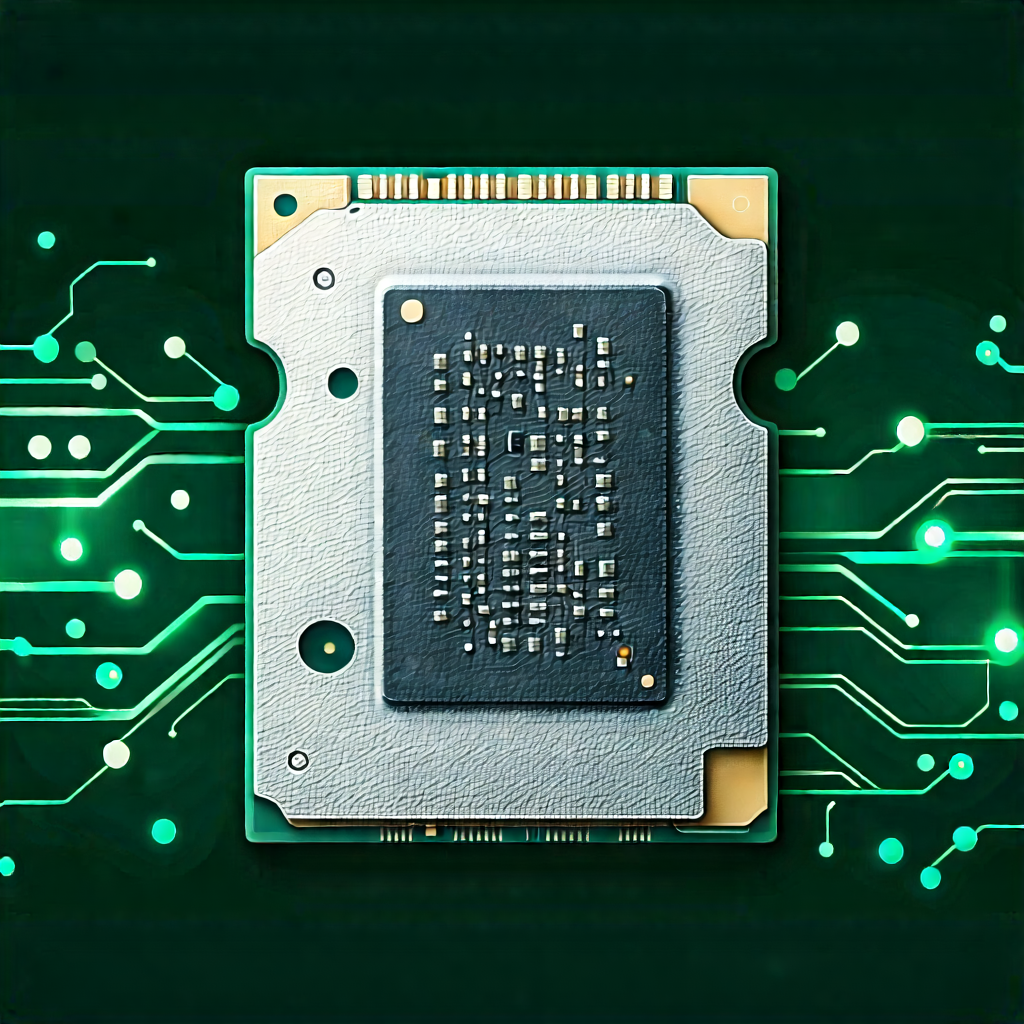 Close-up Of Memory Module With Computer Chip