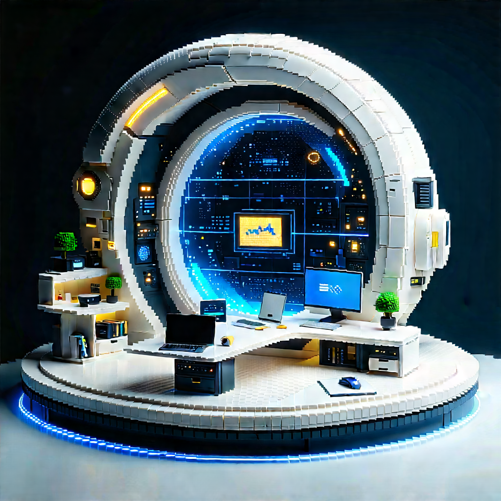 (futuristic:1.46) Tech Startup Office With Futuristic Computer
