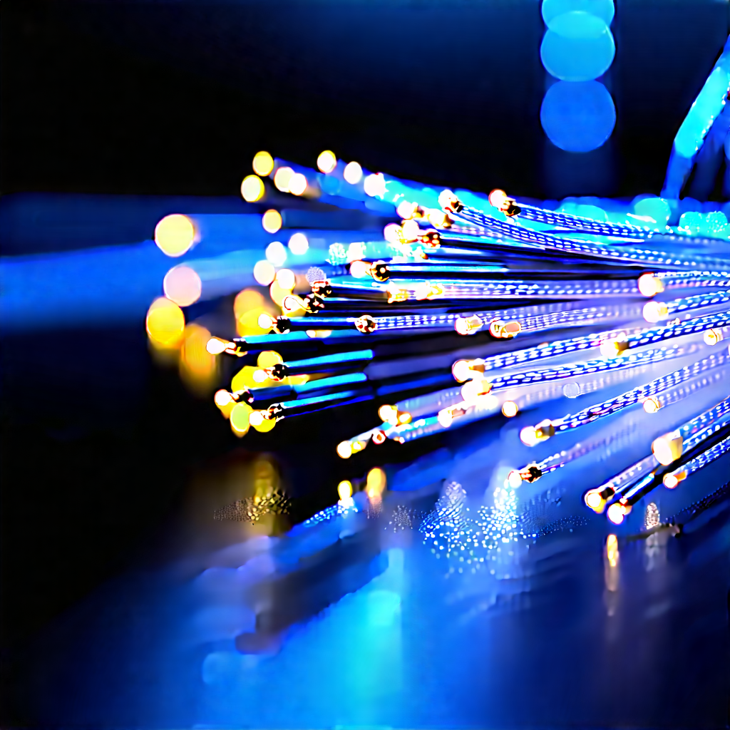 Close-up Of Fiber Optic Cables With Close-up Blue