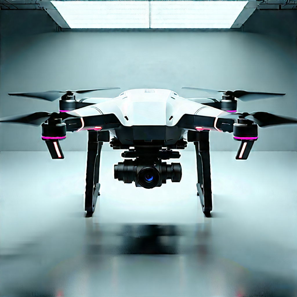 Drone With Streaming Content With White Drone