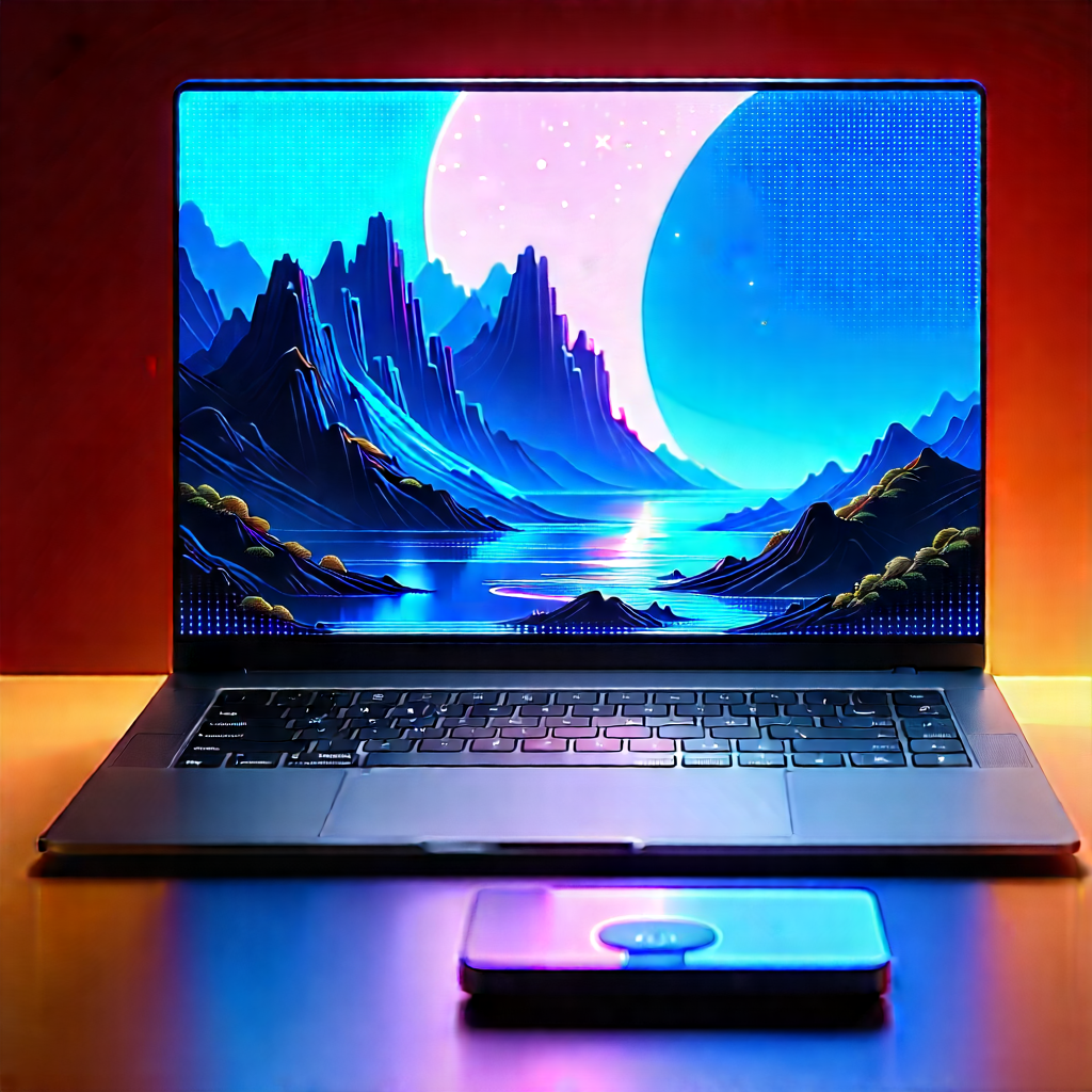 Laptop With (digital:1.2) Artwork With Laptop Computer