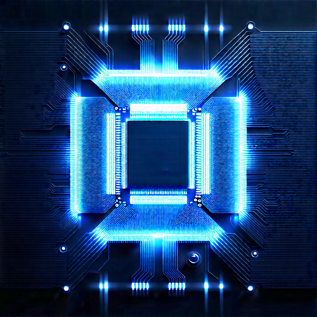 Microchip with blue light (glow:1.48)
