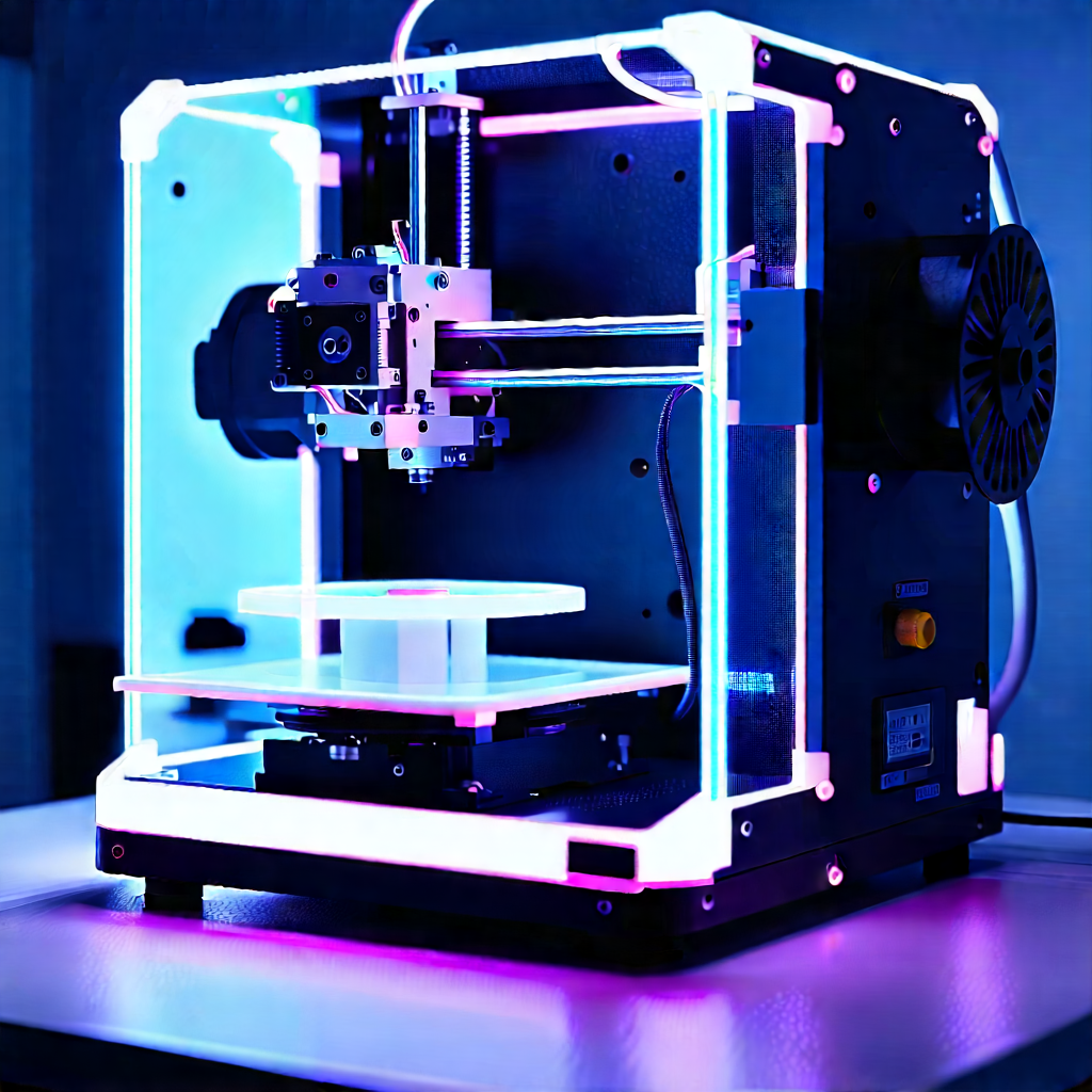 3d printer with neon accents