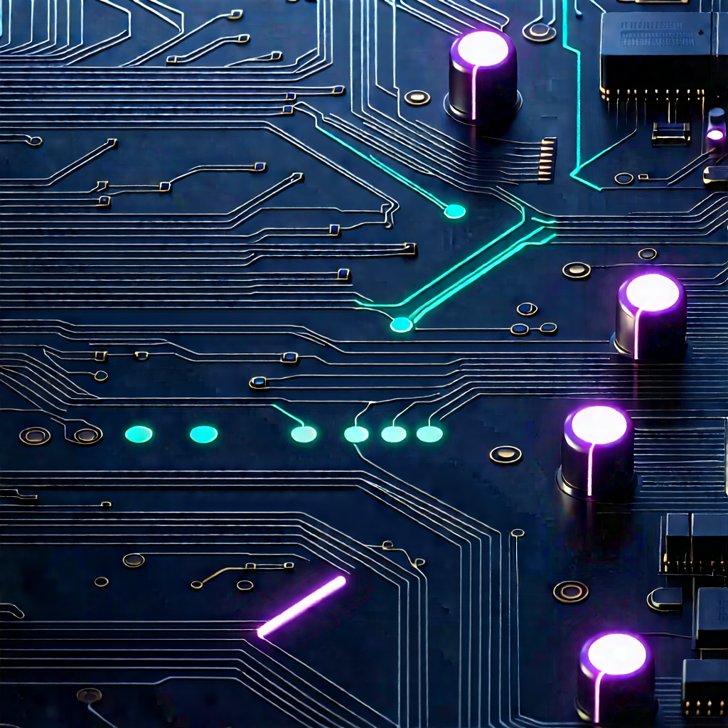 Circuit board with neon accents