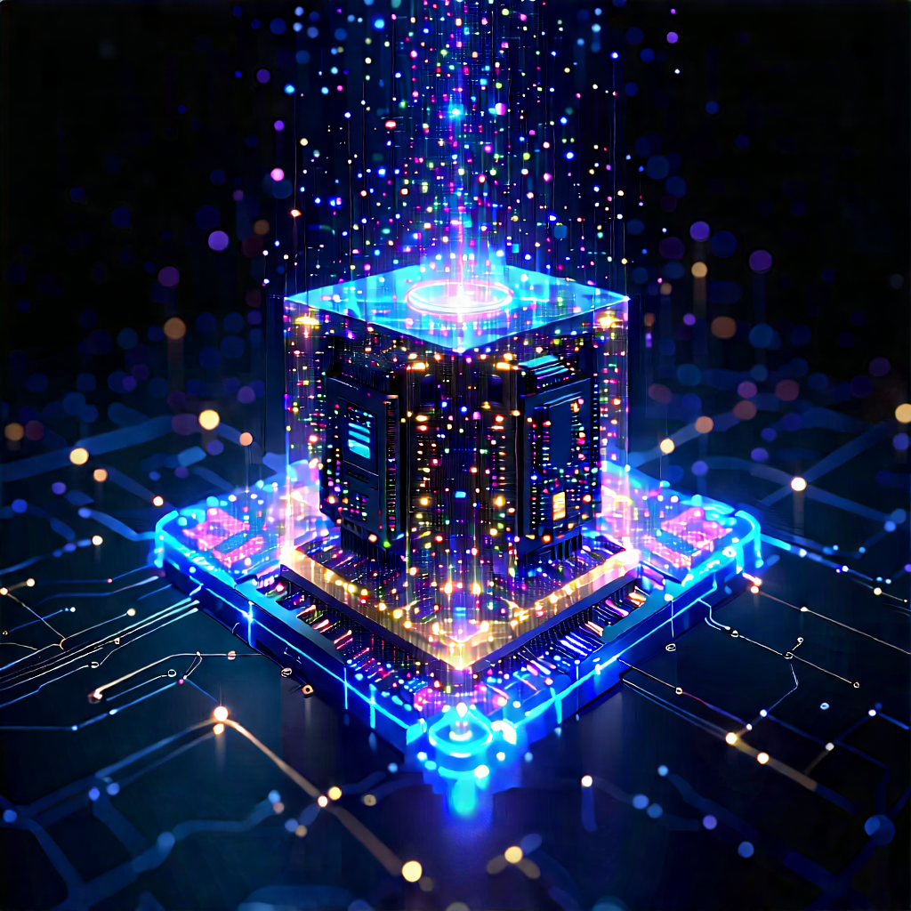 Quantum Computer With Data Streams With Image, There