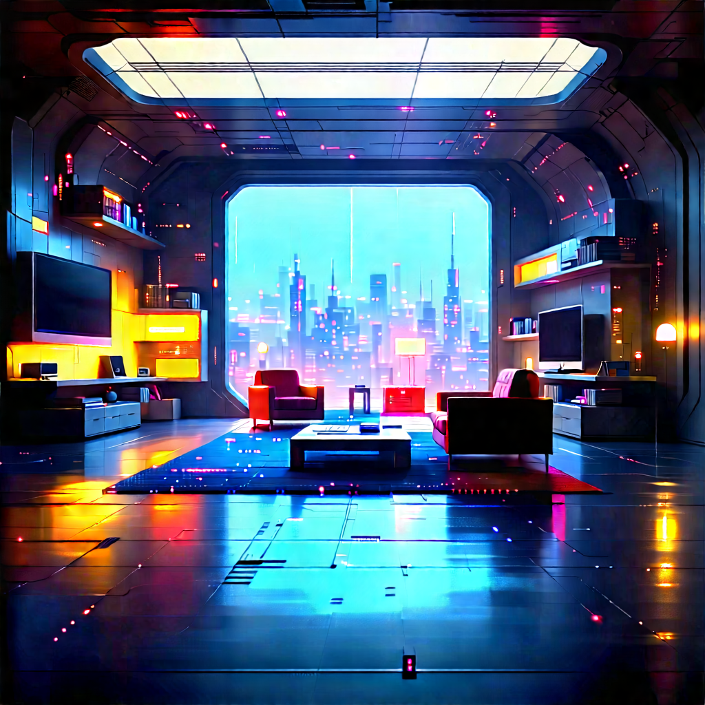 Futuristic Tech Startup Office With Futuristic Living