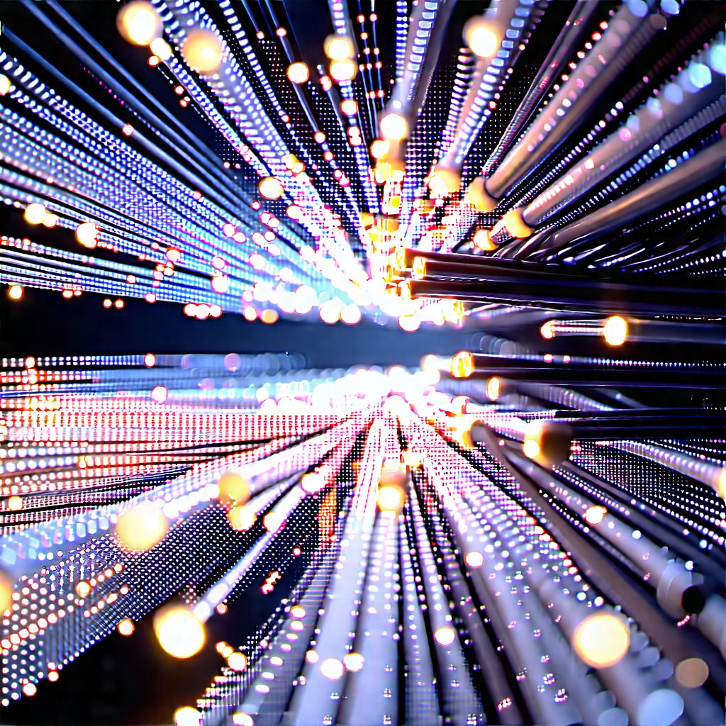 Close-up Of Fiber Optic Cables With Image, There