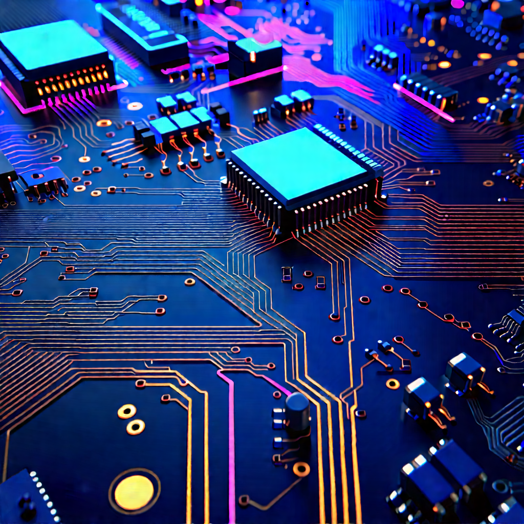 Circuit board with neon accents