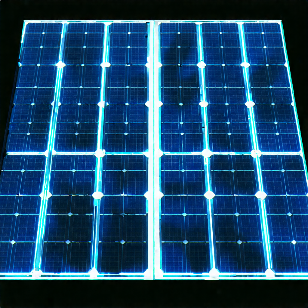 Solar panel with blue light glow