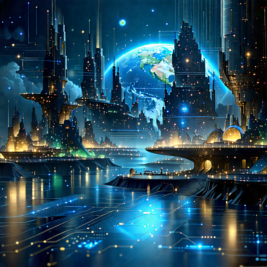 Machine Learning Visualization With Futuristic Scene,