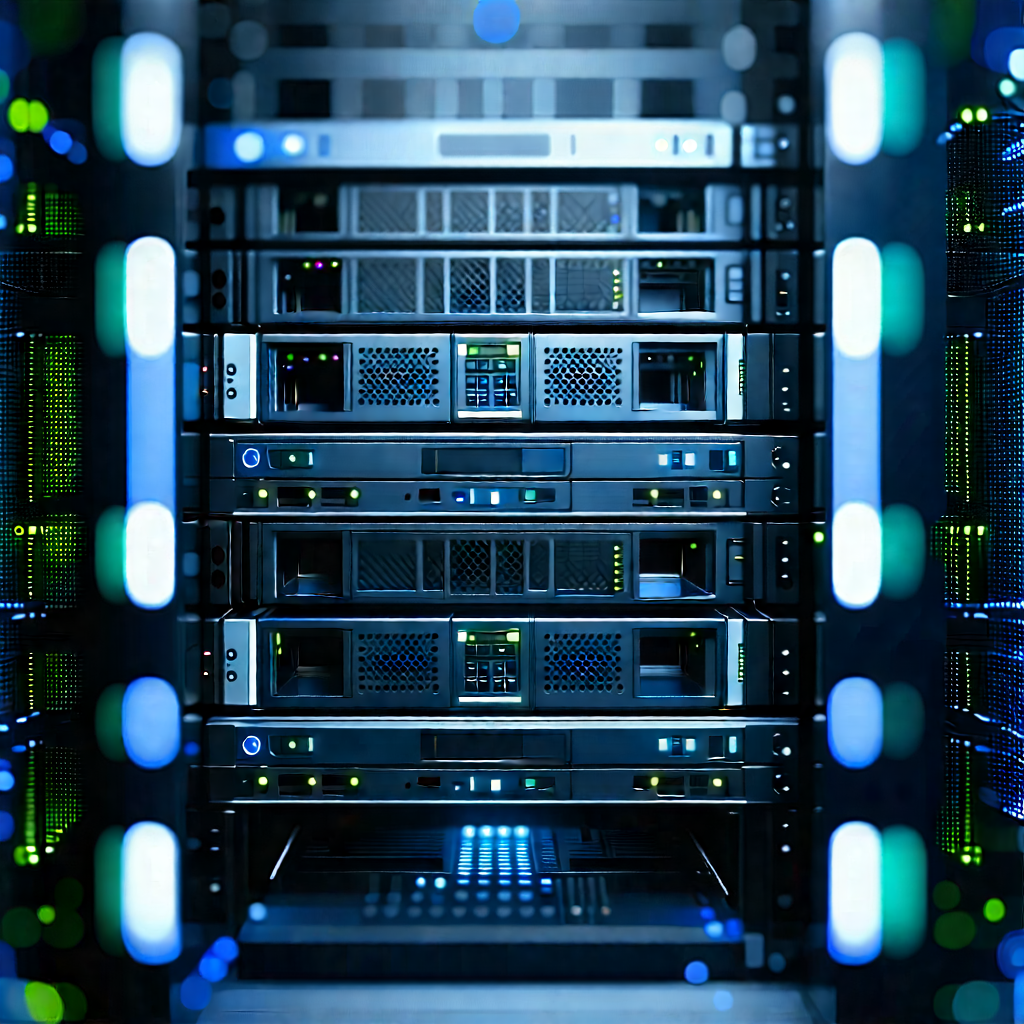 Server Rack With (digital:1.28) Particles With Image, There