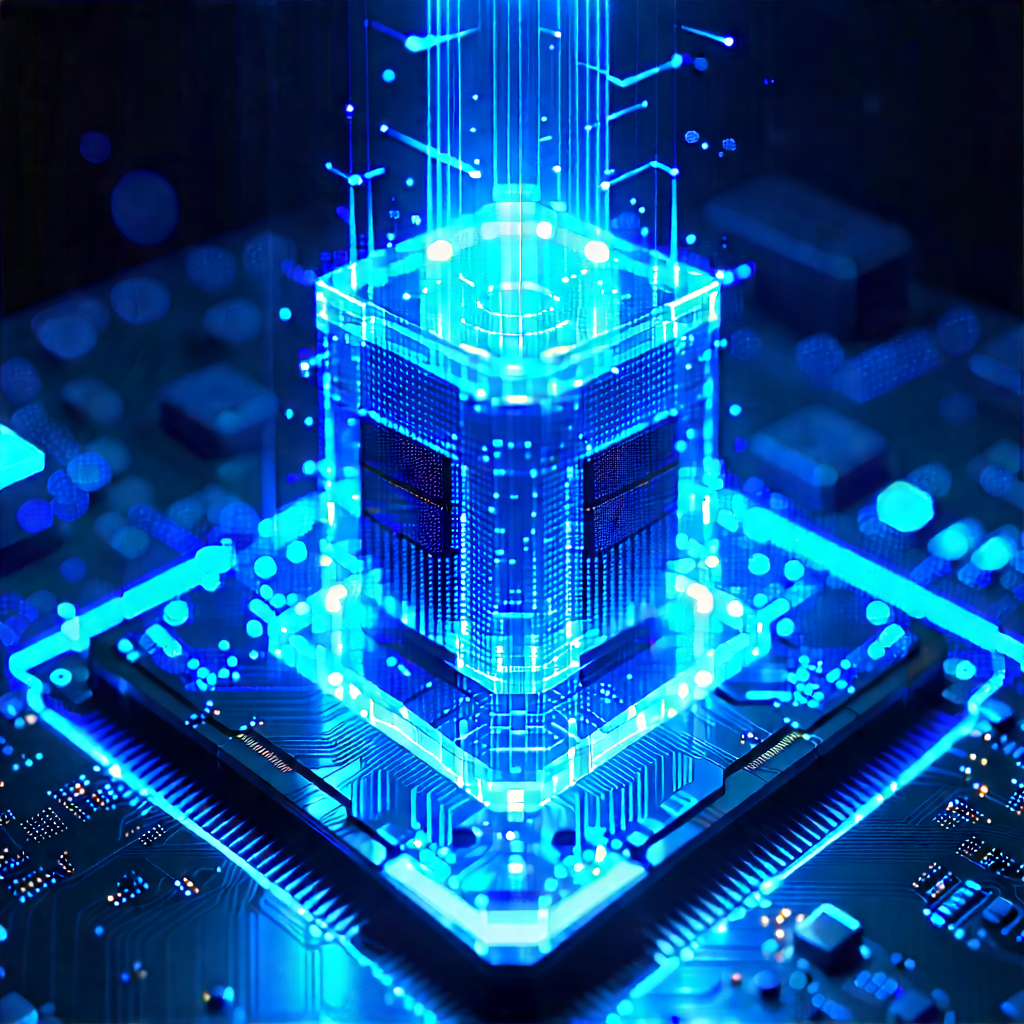 Quantum computer with blue light glow