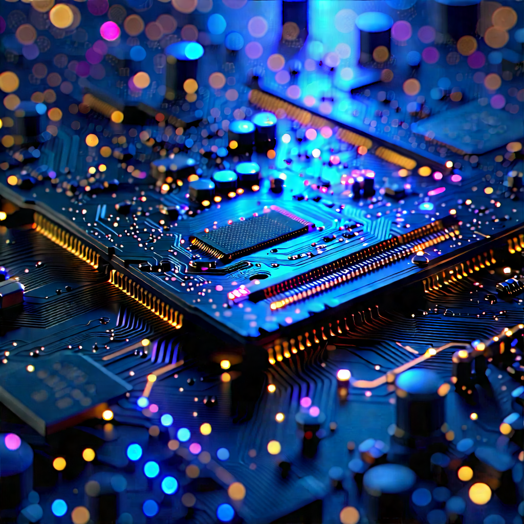 Close-up Of Electronic Circuit With Close-up Computer
