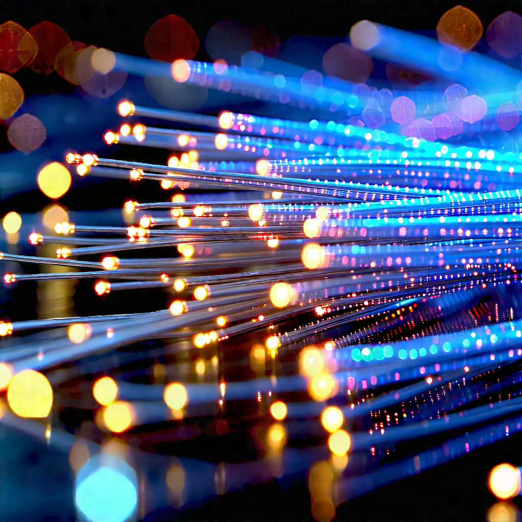 Close-up Of Fiber Optic Cables With Close-up Blue