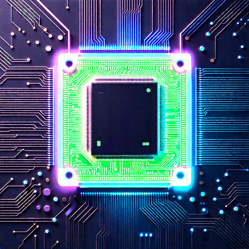 Microchip with neon accents