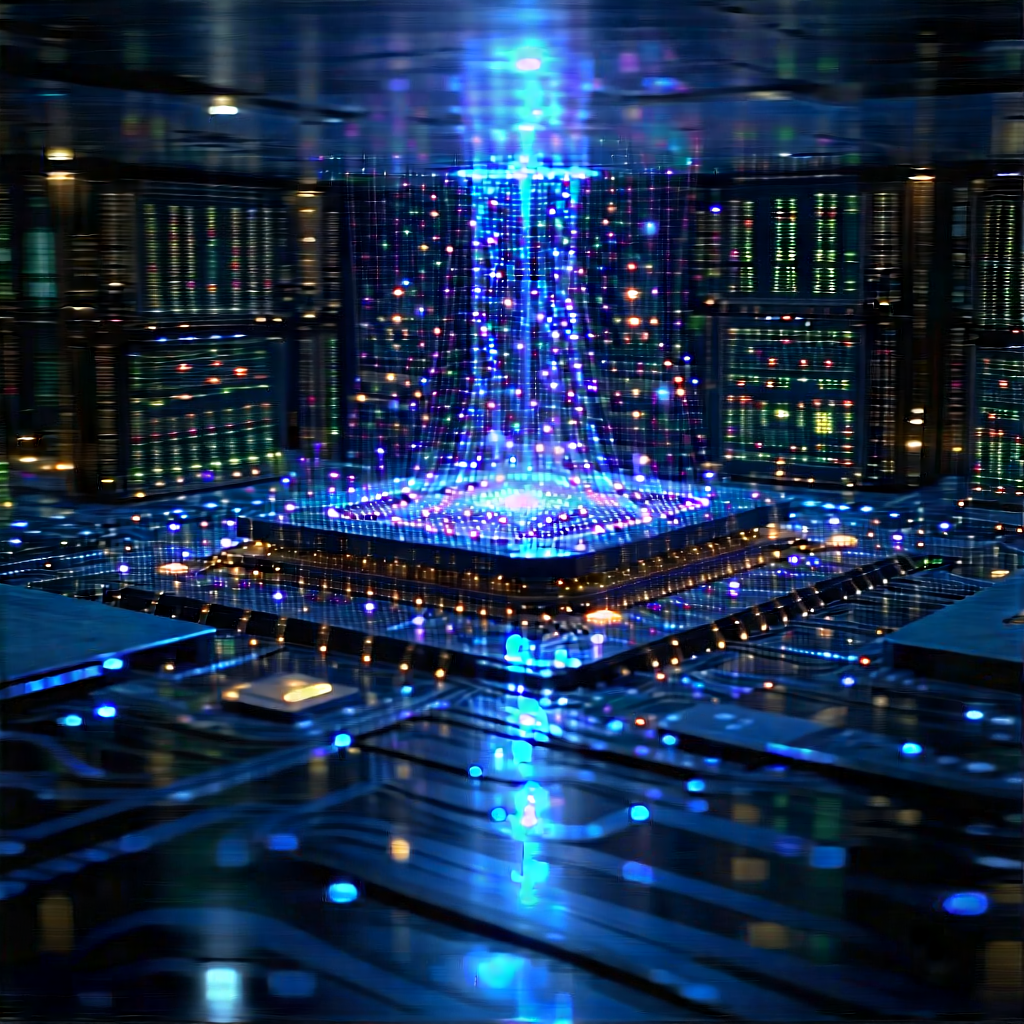 Quantum Computer With Data Streams With Image, There