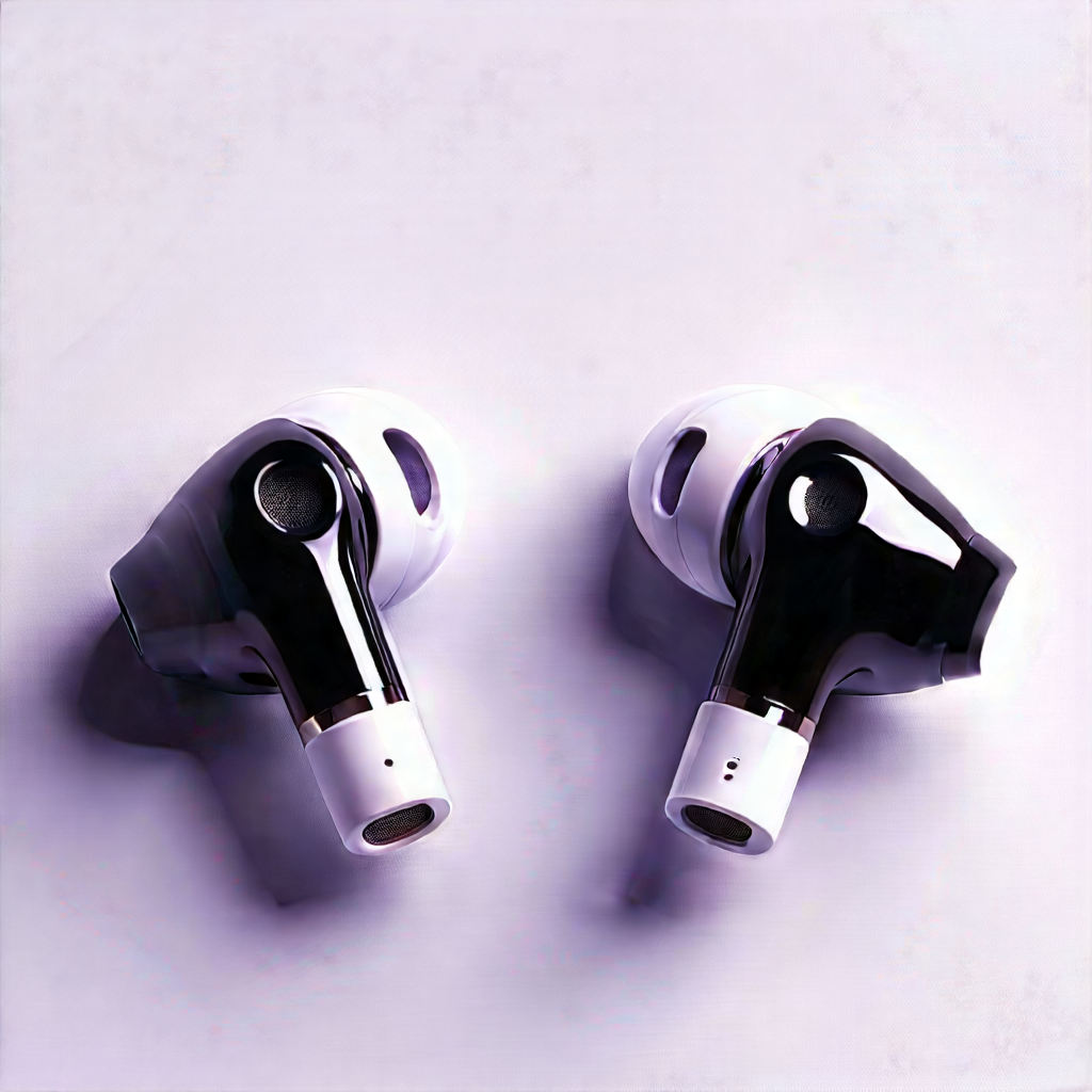 Wireless Earbuds With User Interface With White Earphones
