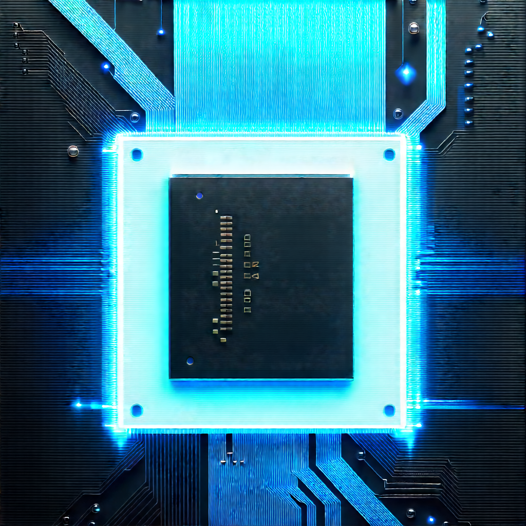 Microchip with blue light (glow:1.26)