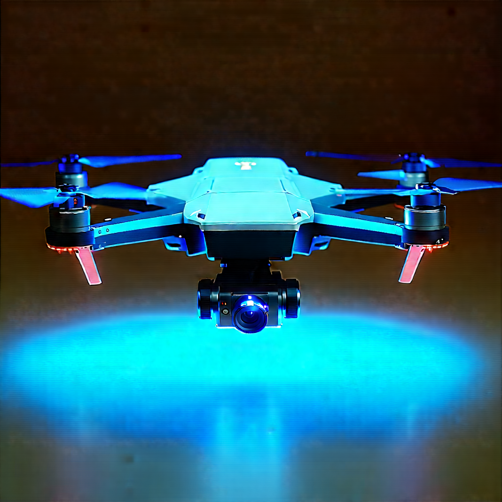Drone With Holographic Display With Blue Black