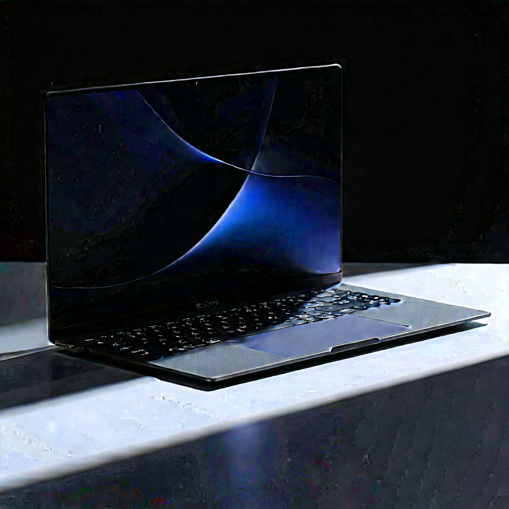 Laptop With Digital Artwork With Black Laptop