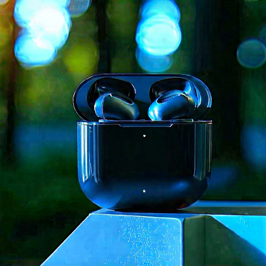 Wireless Earbuds With Holographic Display With Black Blue