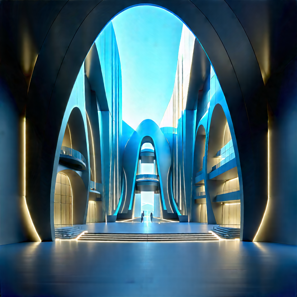 Futuristic Innovation Hub With Black White