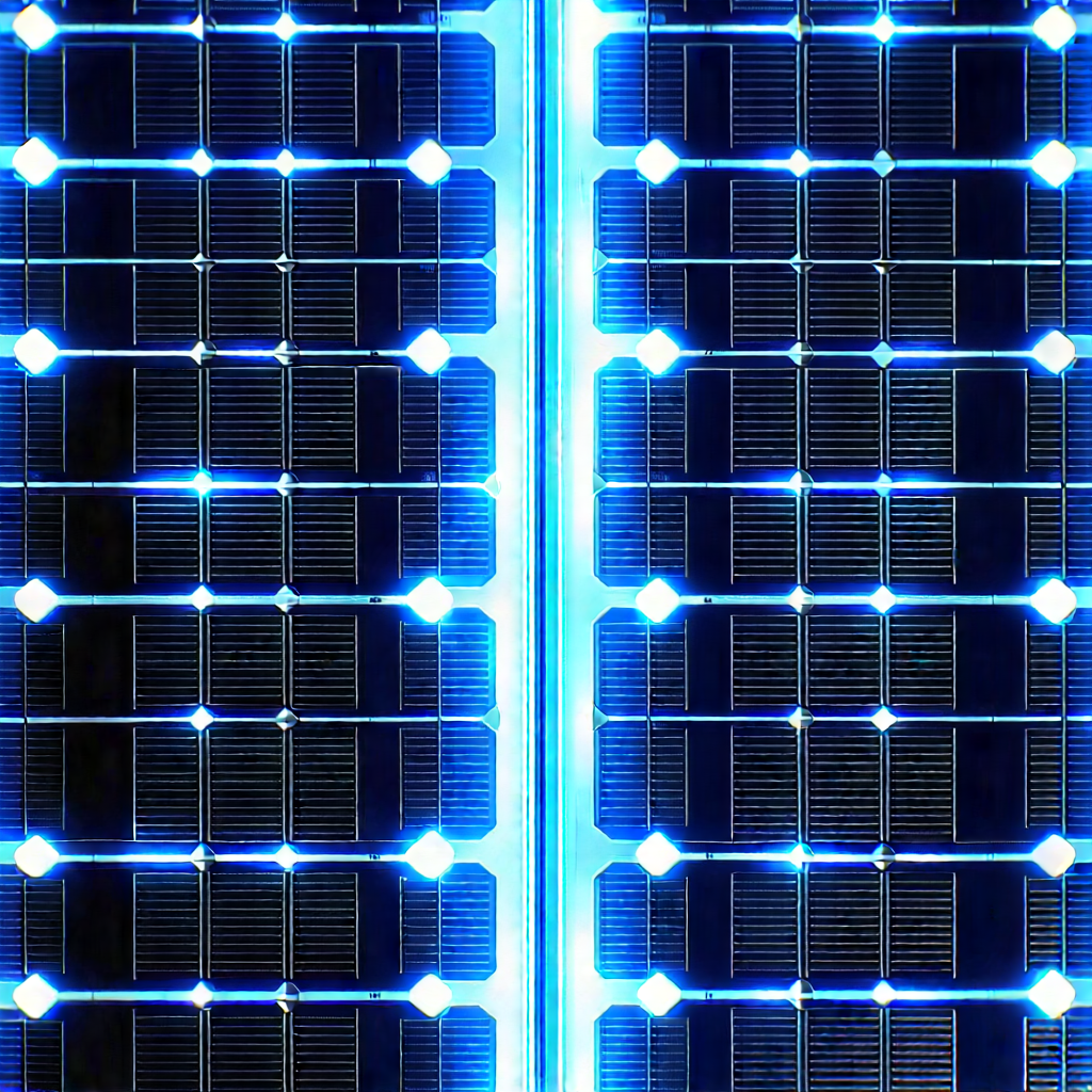 Solar panel with blue light glow