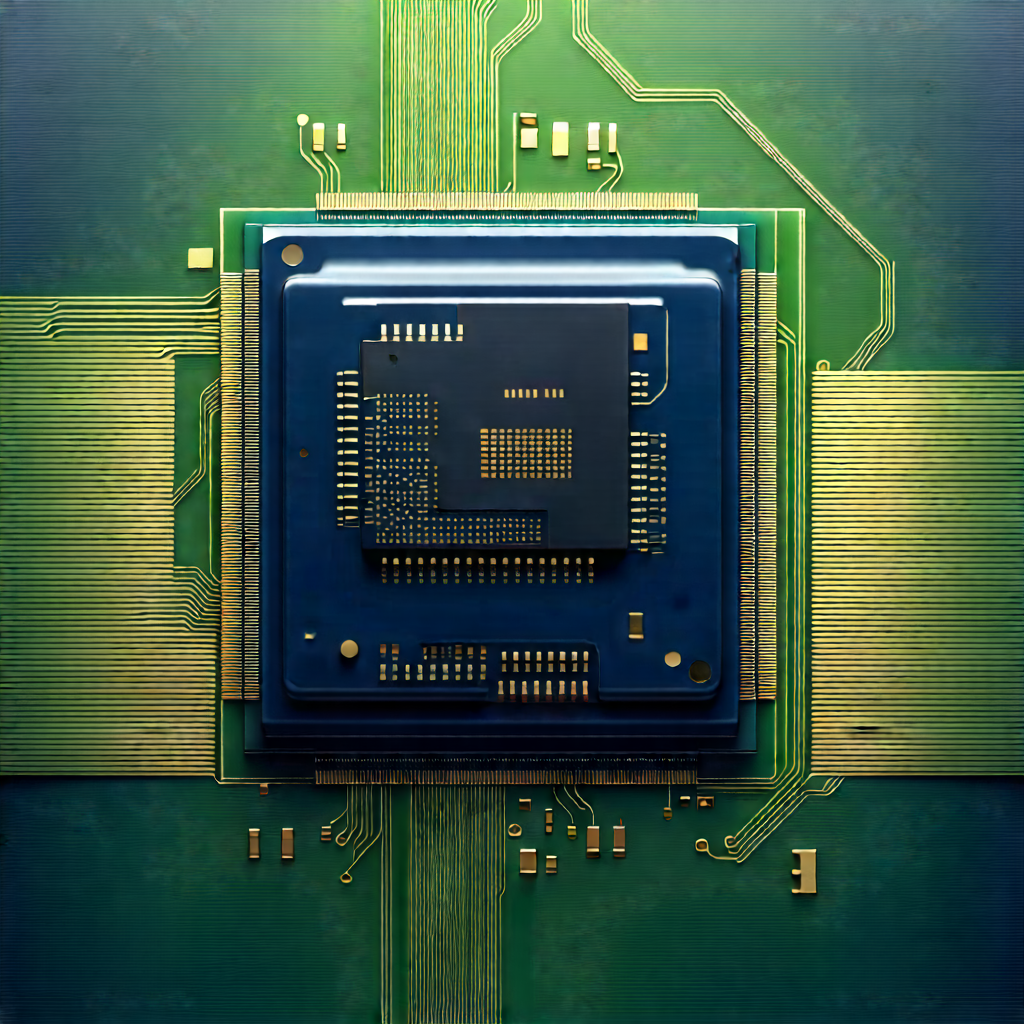 Close-up Of Microprocessor With Computer Chip