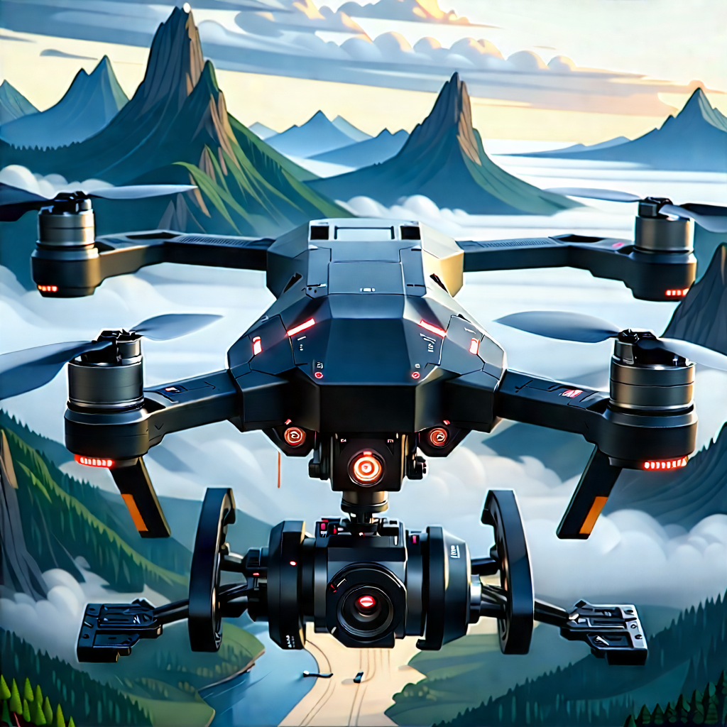 Drone With Digital Artwork With Black Drone