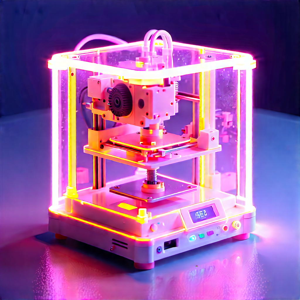 3d printer with neon accents