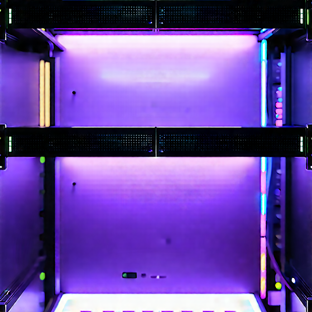 Server rack with neon accents
