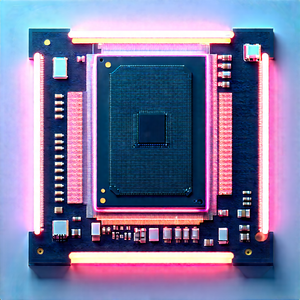 Microchip with neon accents