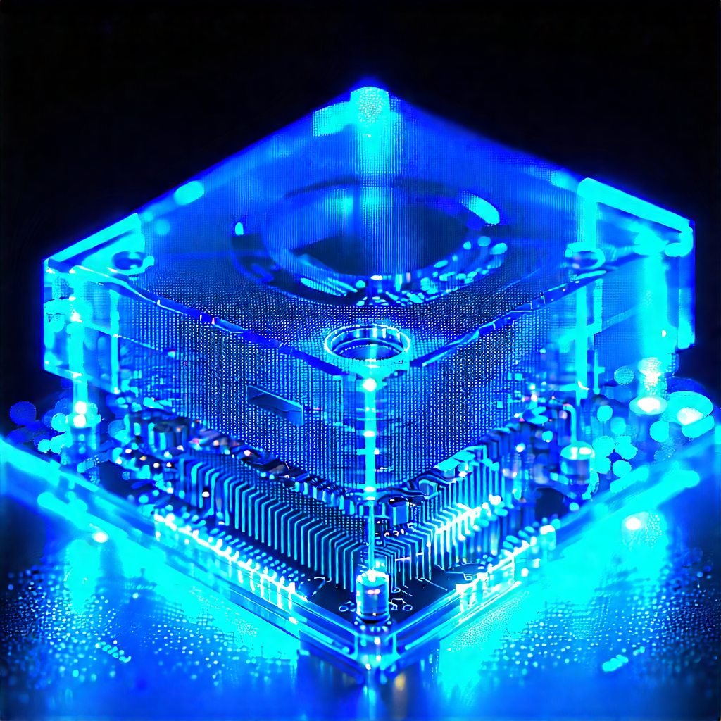 Quantum computer with blue light glow