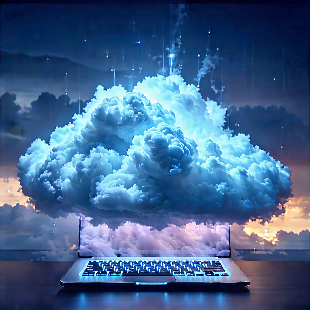 Cloud Computing Visualization With Laptop Computer