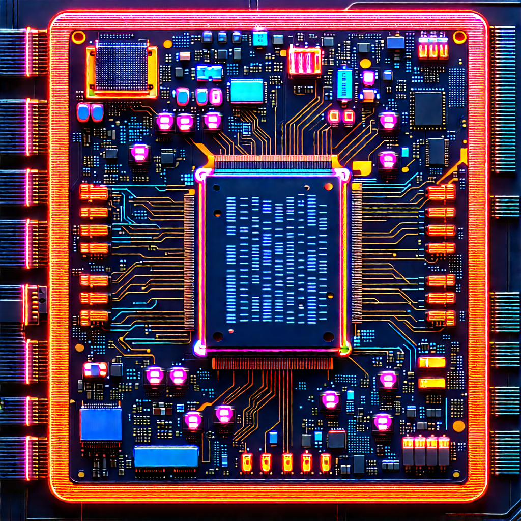 Circuit board with neon accents