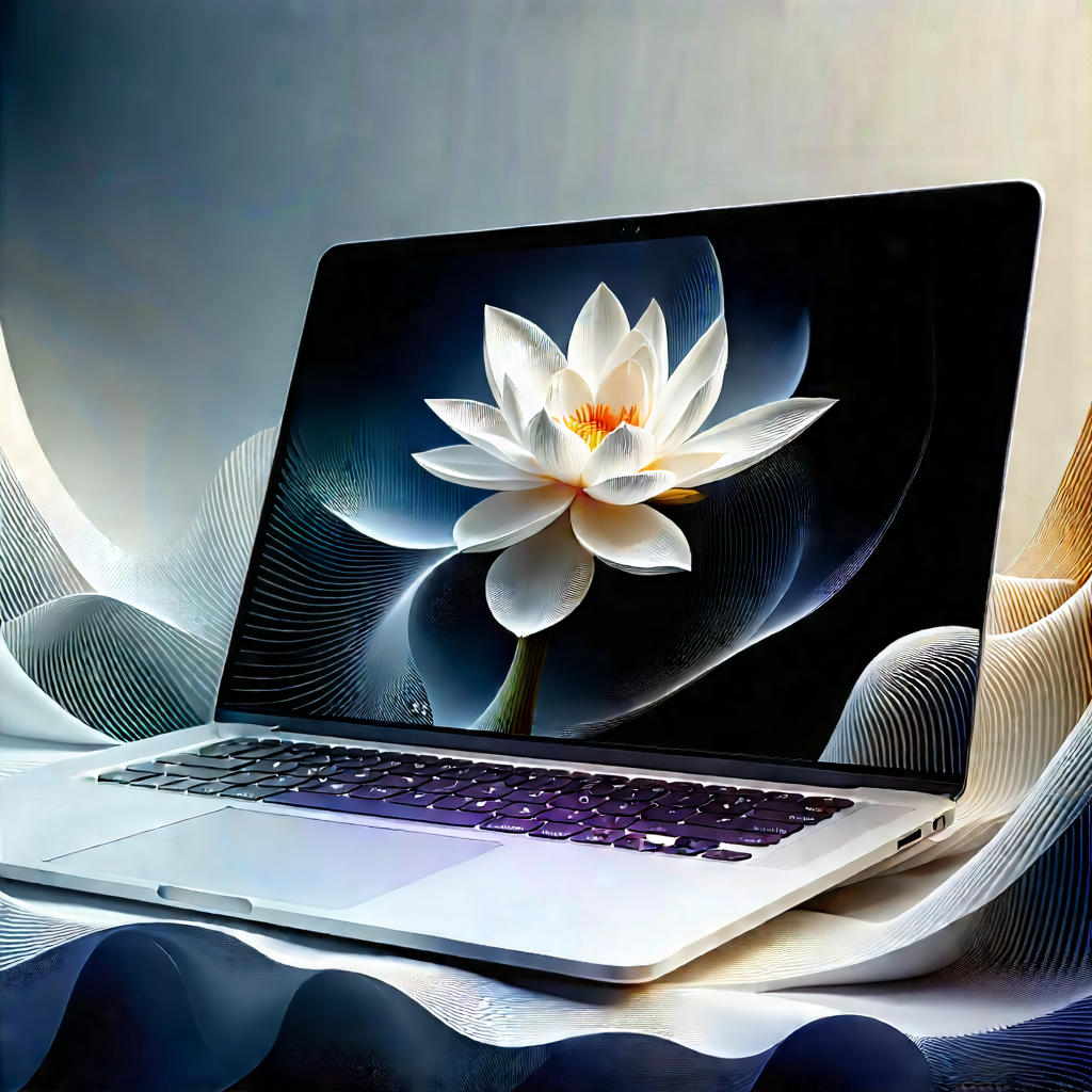 Laptop With Digital Artwork With Laptop Computer