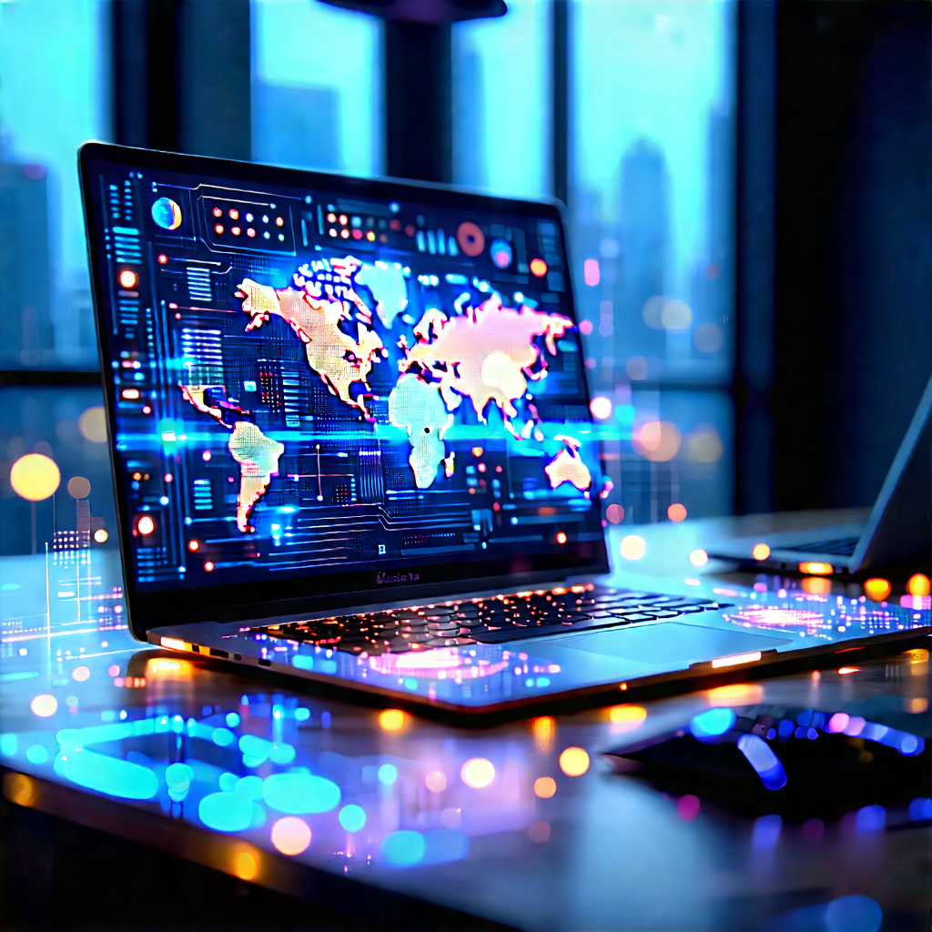 Laptop With Data Visualization With Laptop Computer