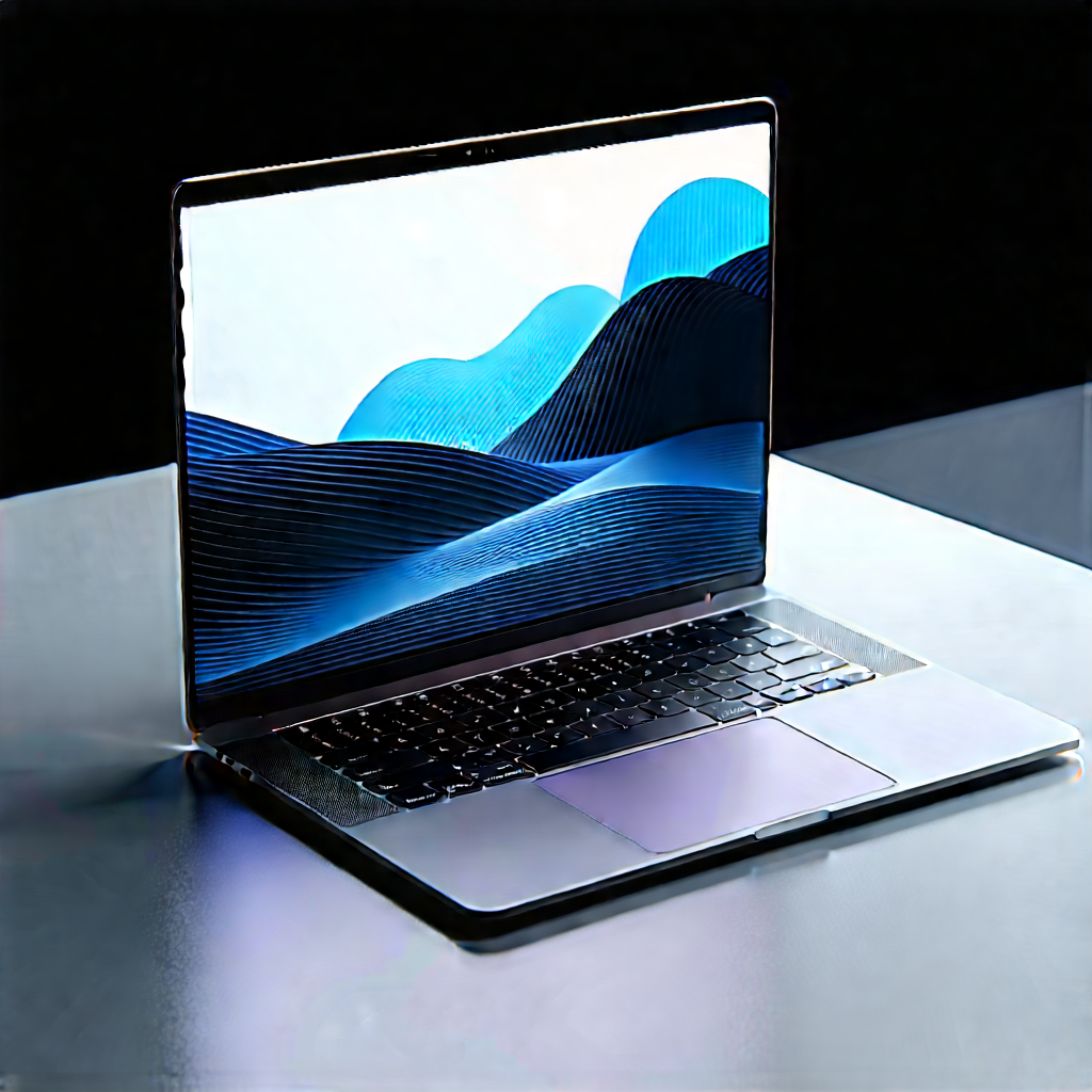 Laptop With Digital Artwork With Laptop Computer