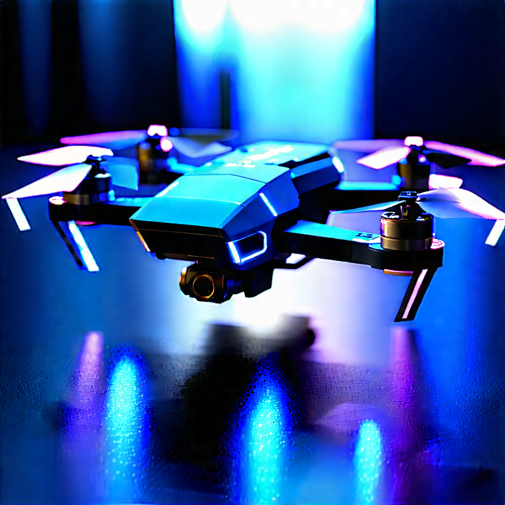 Drone With Holographic Display With Blue Black