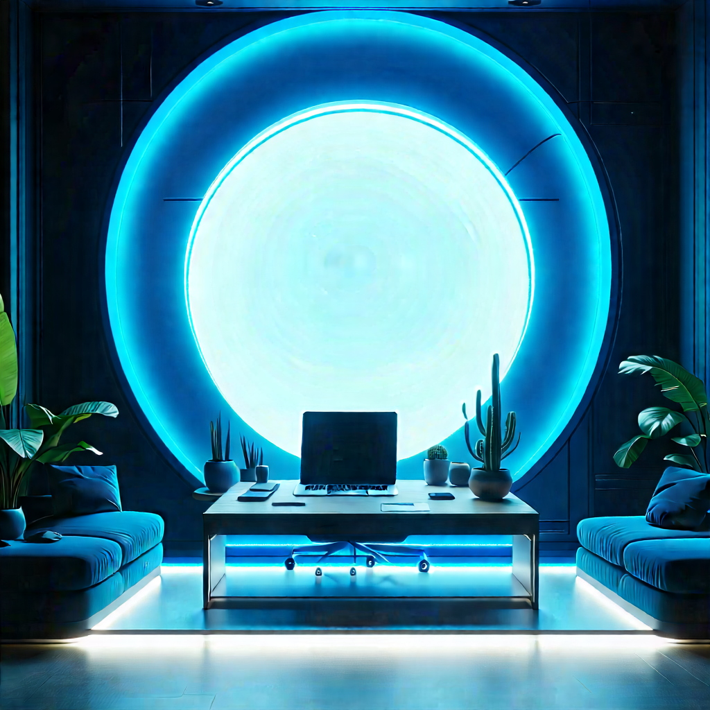 Futuristic Tech Startup Office With Image, There