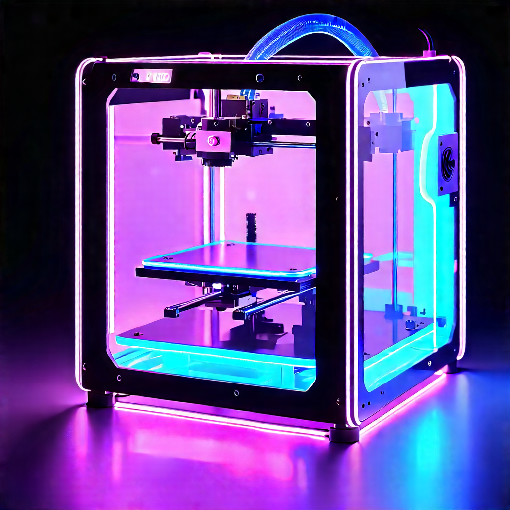 3d printer with neon accents