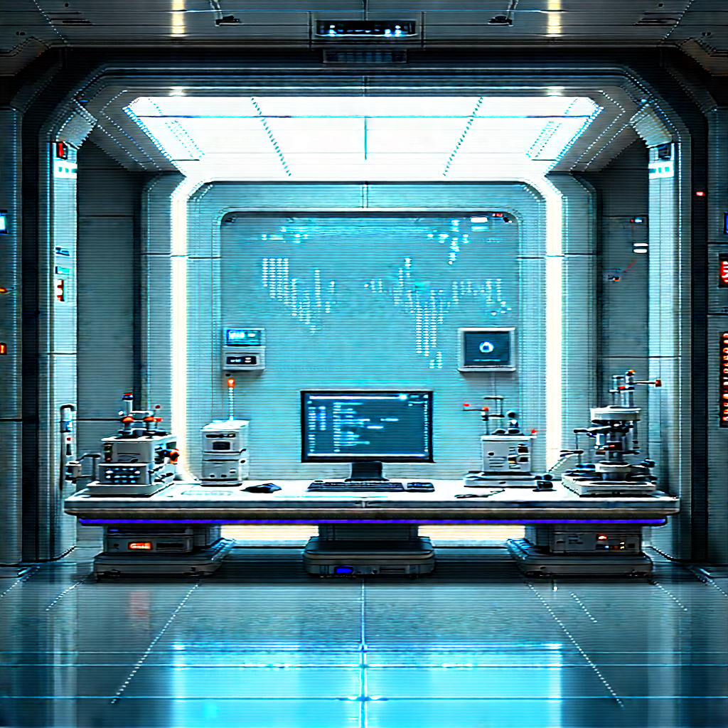 Futuristic Research Laboratory With Image, There
