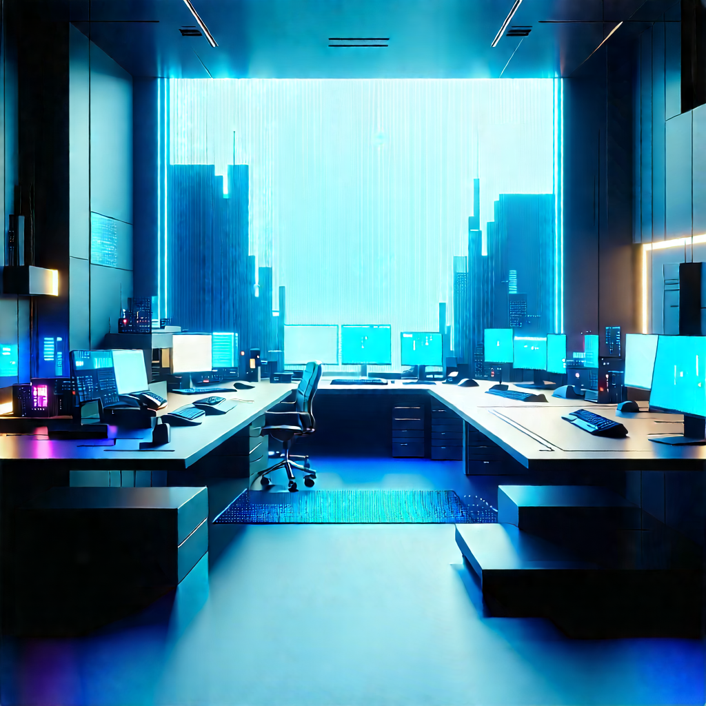 Futuristic (digital:1.46) Workspace With Image, There