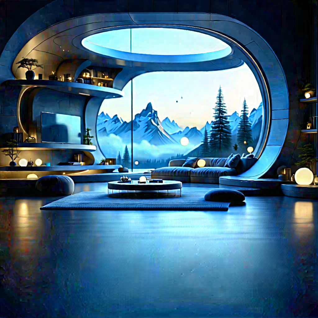 (futuristic:1.48) Smart Home With Large, Open